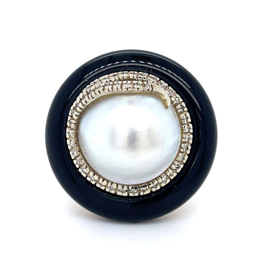 Mabe Pearl Erte Designer Ring