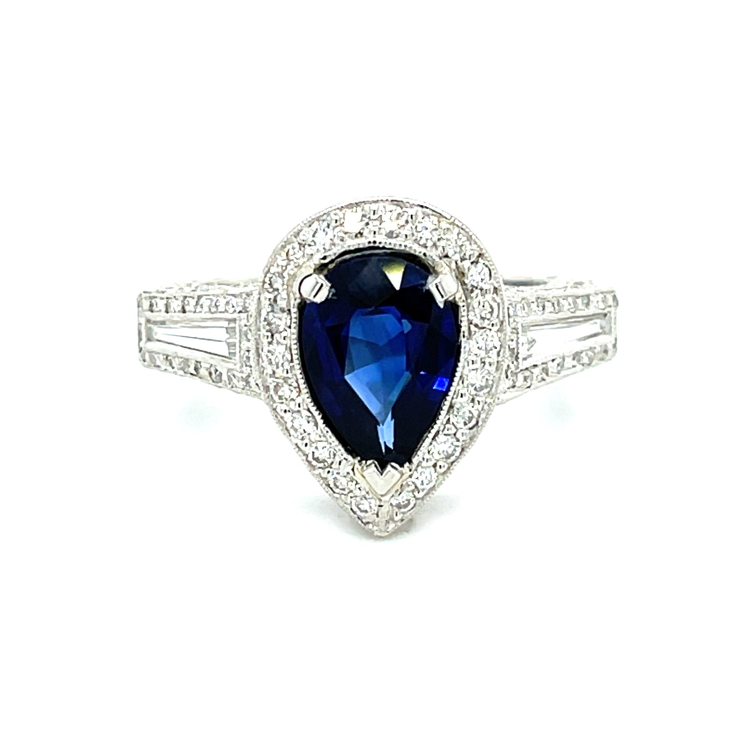 2.64ct Sapphire .78ct Diamond Platinum Ring