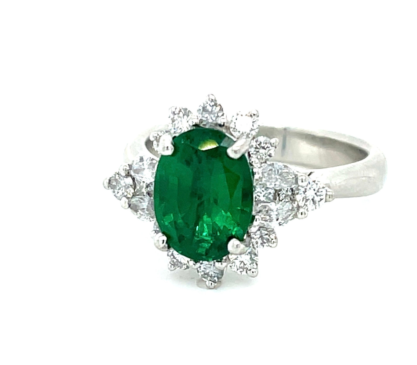 2.64ct GIA Zambian F1 Emerald 1.10ct Diamond Platinum Ring