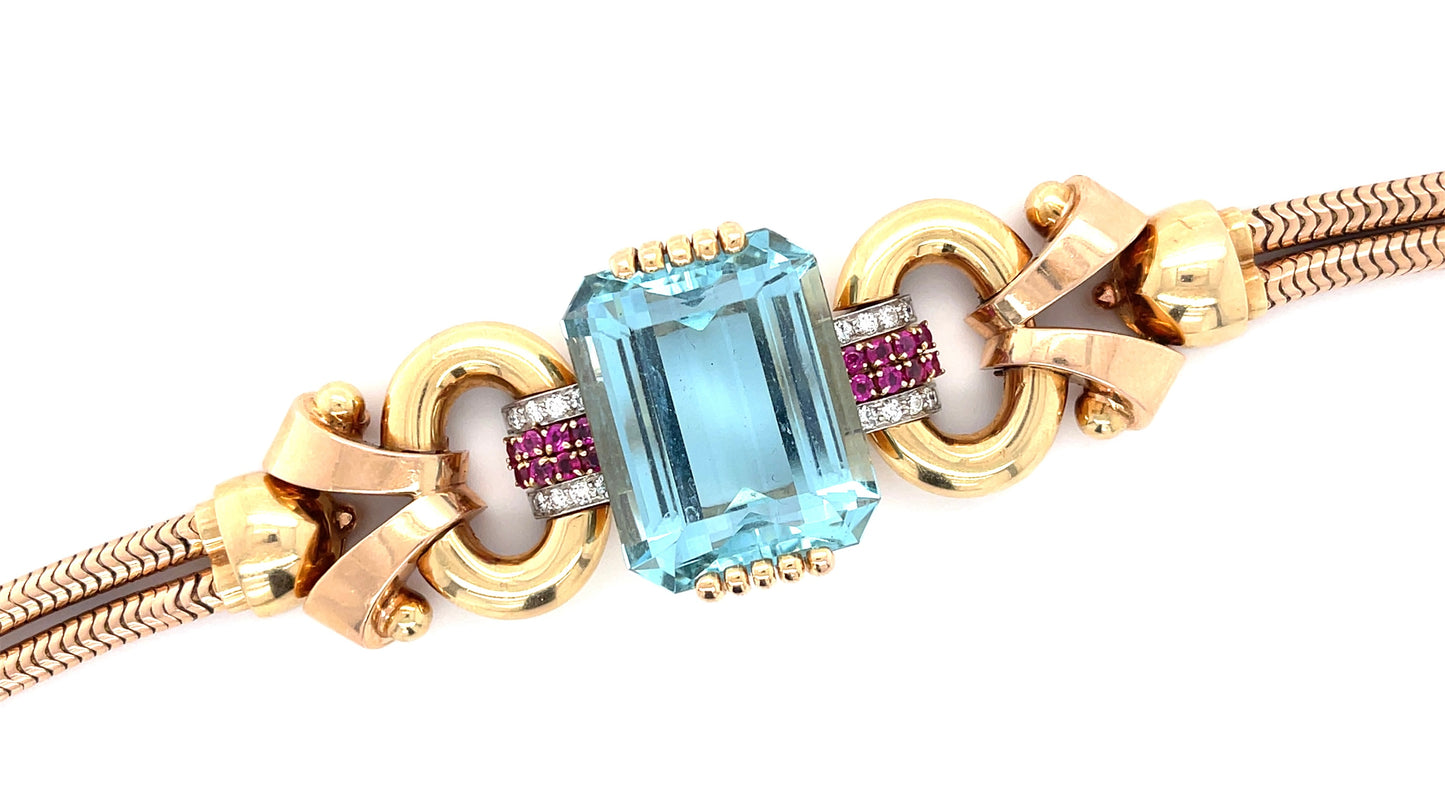 Tiffany & Co. Retro Aquamarine Bracelet, circa 1945