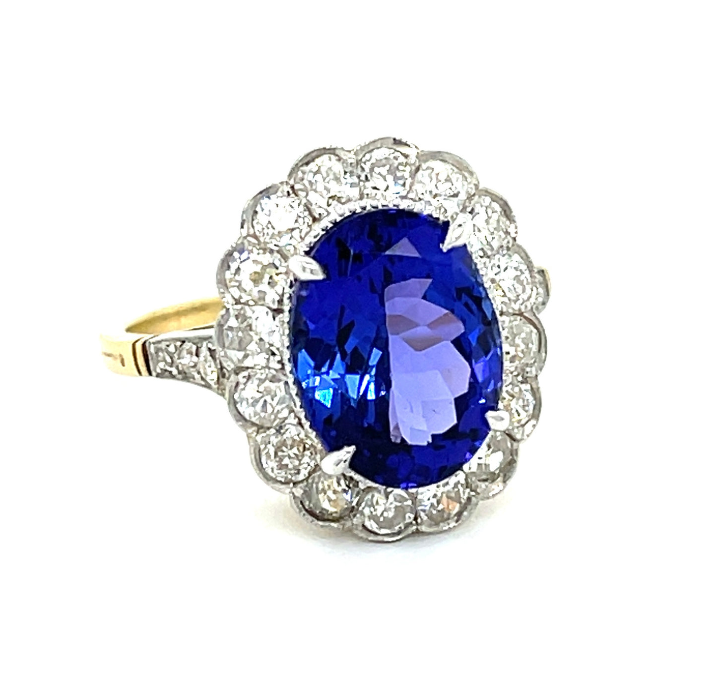 4.52ct Tanzanite 1.40ct Diamond Platinum over 18KY Gold Ring