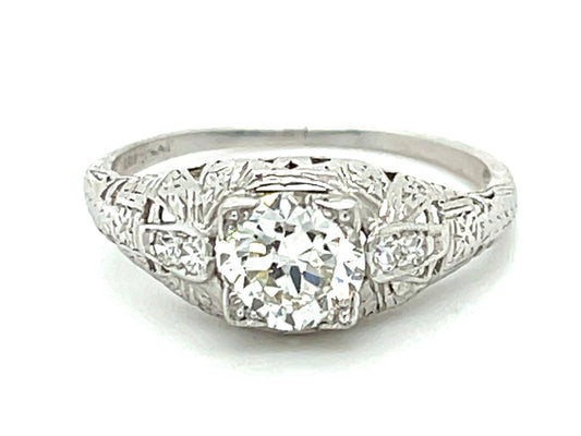 .82ct GIA J VS1 Diamond .08ct Side Diamonds Platinum Art Deco Antique Ring (Circa 1920s) 6 Size