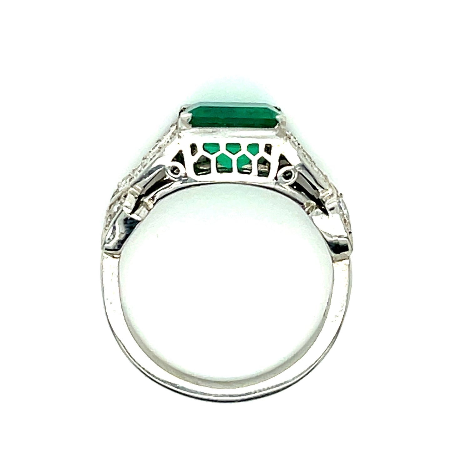 2.05ct Emerald .36ct Diamond Platinum Estate Ring 7 Size