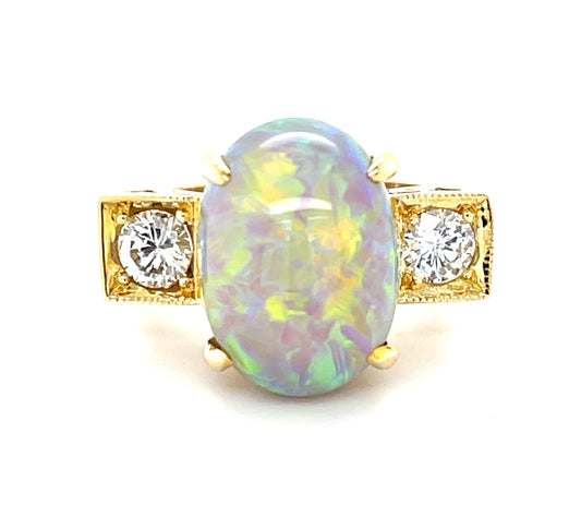 7.50ct Australian Opal Three Stone Ring