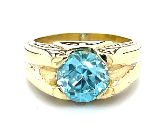 4.50ct Zircon 14K Green Gold Art Deco Men's Ring