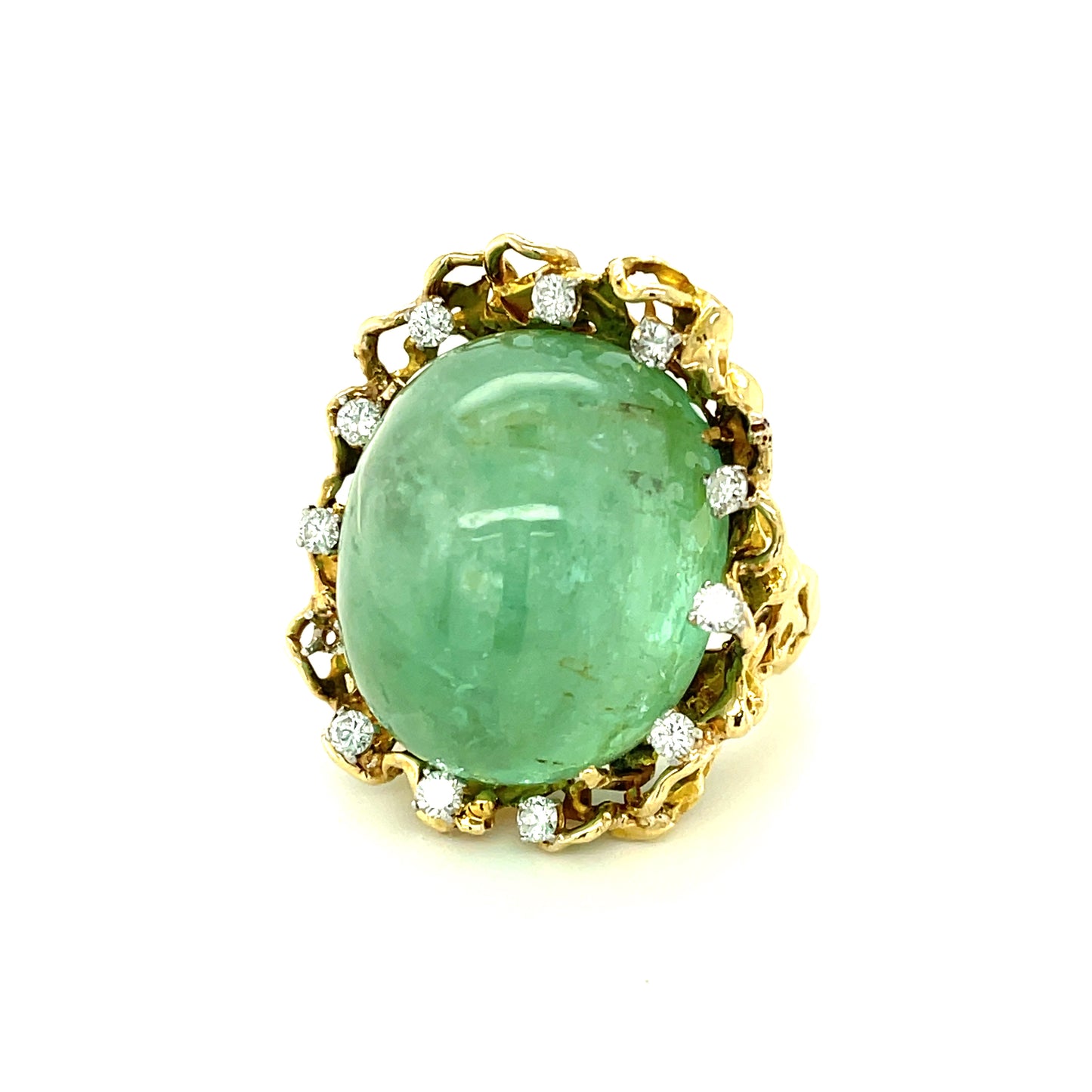 85.19ct Emerald .70ct Diamond Vintage Ring (Circa 1960s) Size 6.50