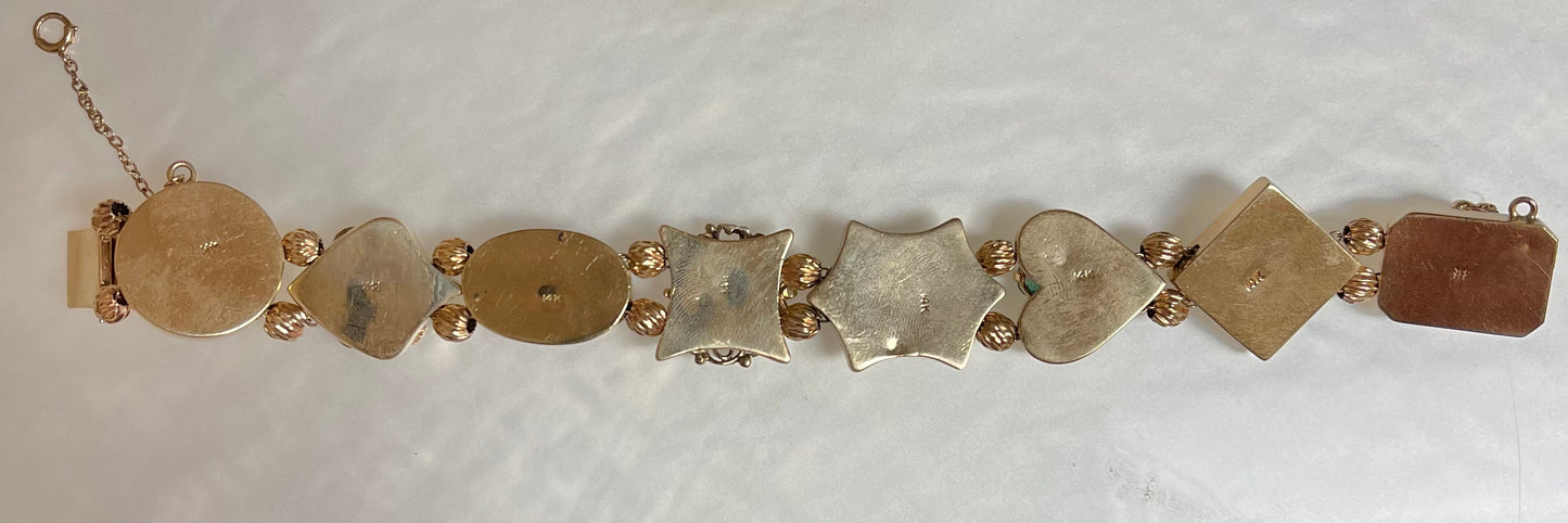 11.50ct Gemstone 14KY 1940s Link Bracelet