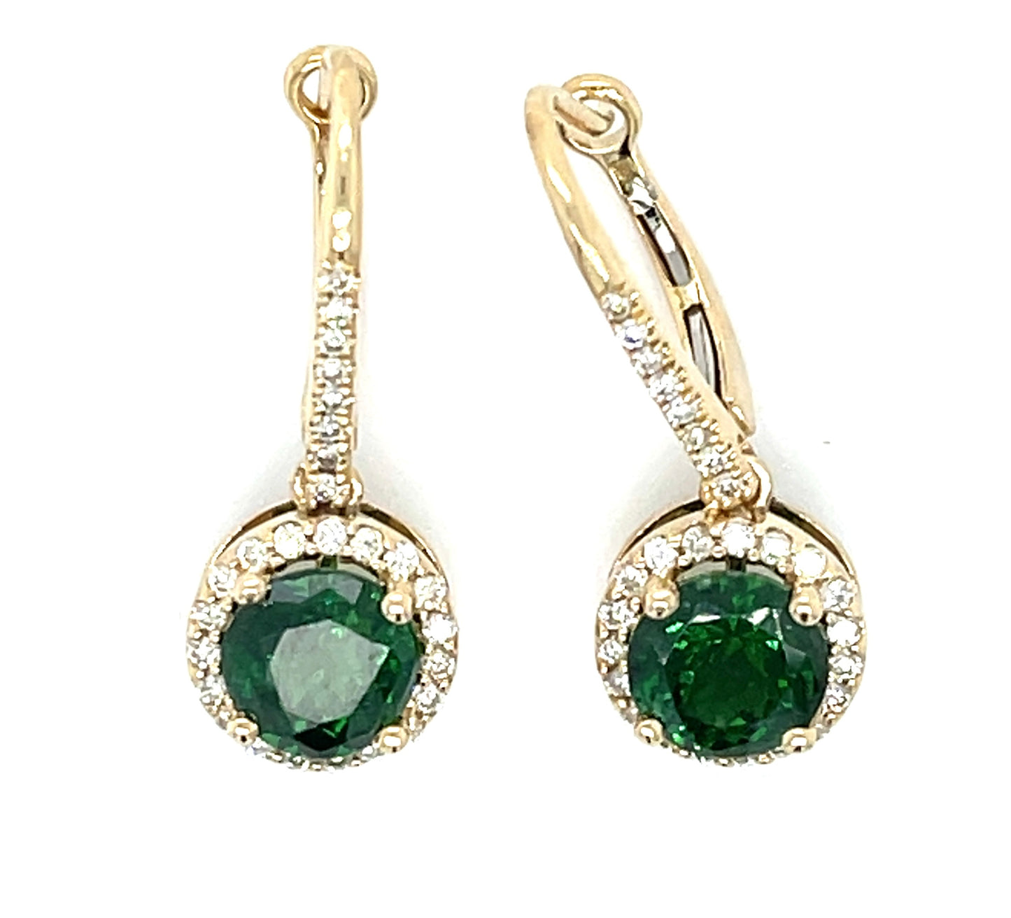 3.04ct Tsavorite .32ct Diamonds 14K Earrings | 3.63gr | Length 1 in