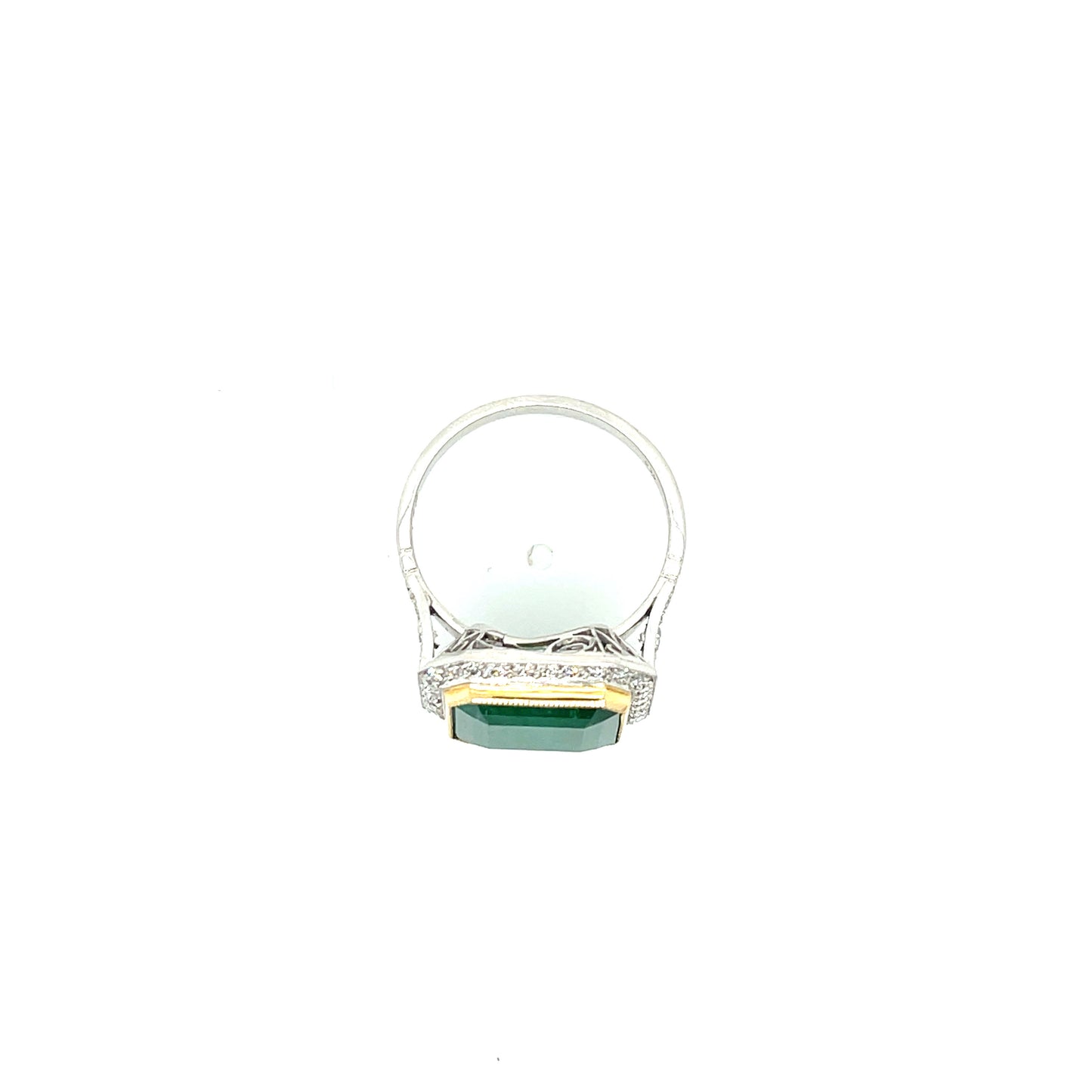 6.50ct Emerald .76ct Diamond (40 Stones) Platinum Ring