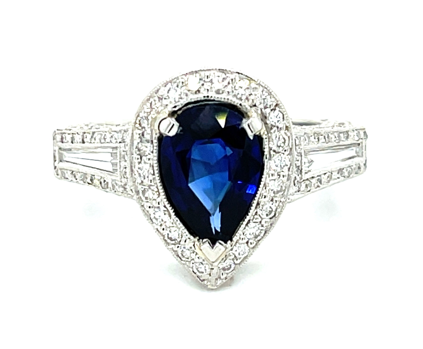 2.64ct Sapphire .78ct Diamond Platinum Ring