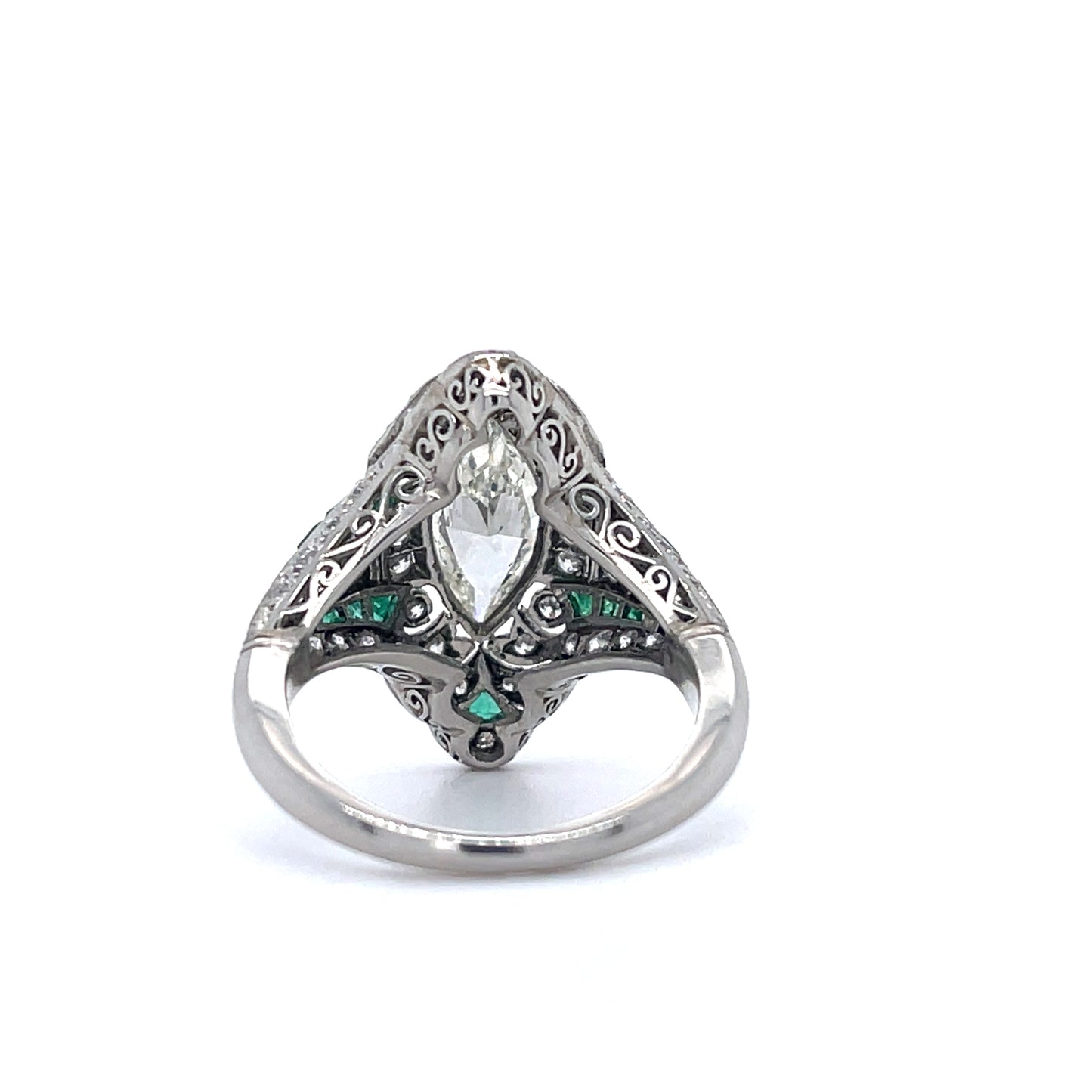 1.03ct Marquise Diamond & Emerald Ring