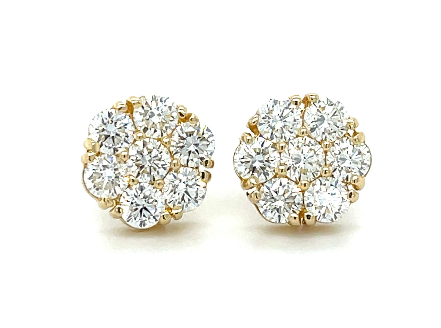 2.60ct VS G-H Color Diamonds 14KY Stud Earrings 3.2g