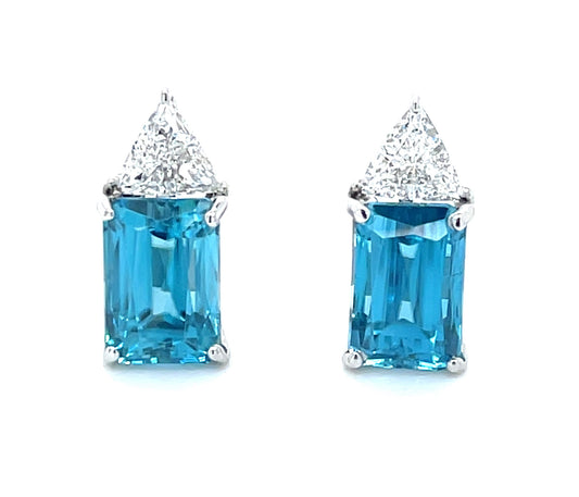 9.50ct Zircon .80ct Diamond Platinum Earrings Length 5/8