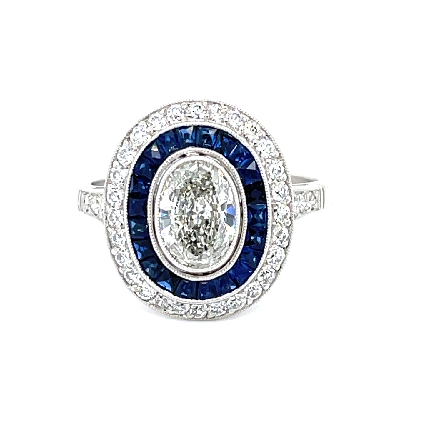 .90ct Oval Diamond & Sapphire Ring