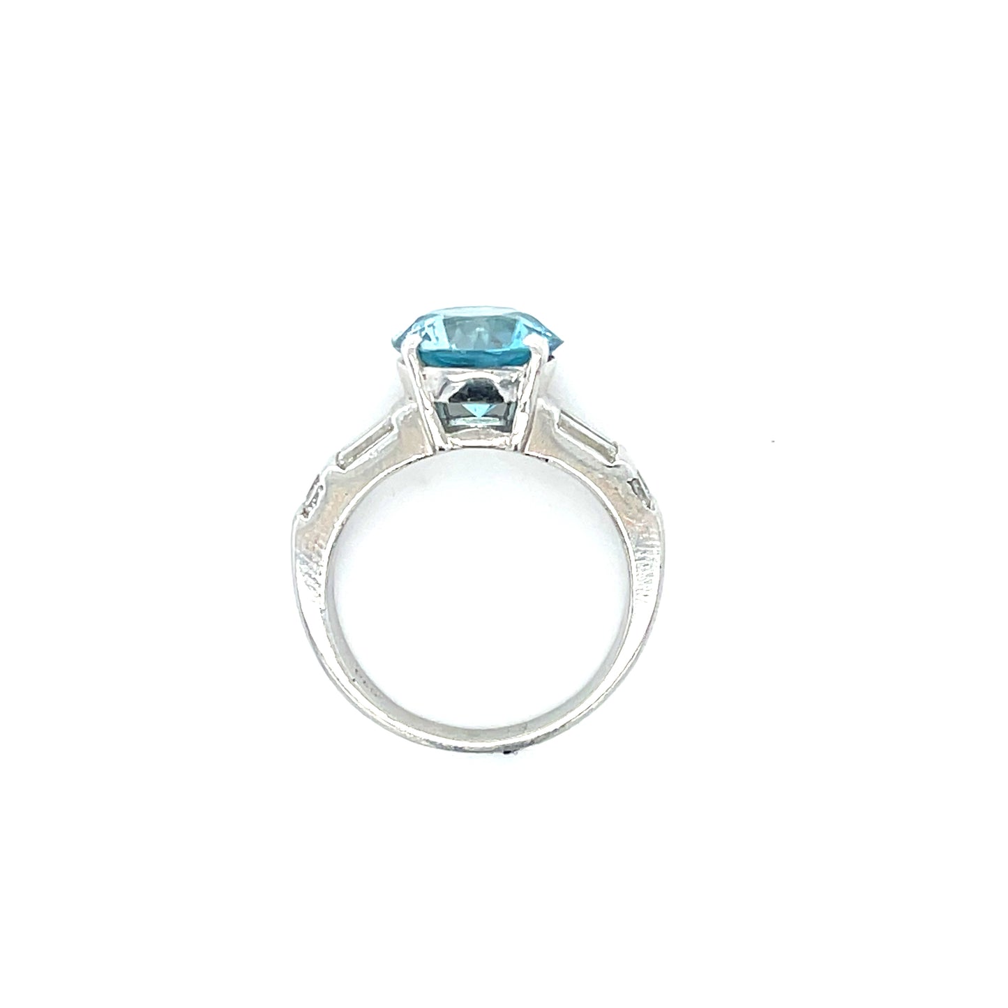 4.90ct Blue Zircon .75ct Diamonds Platinum Ring (Circa 1970s) 7 Size 11gr