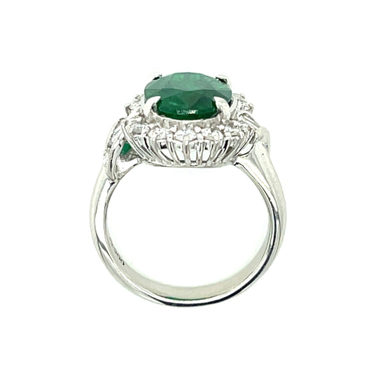 3.28ct Zambian Emerald .74ct Diamonds Platinum Ring 5.50 Size 8.10gr