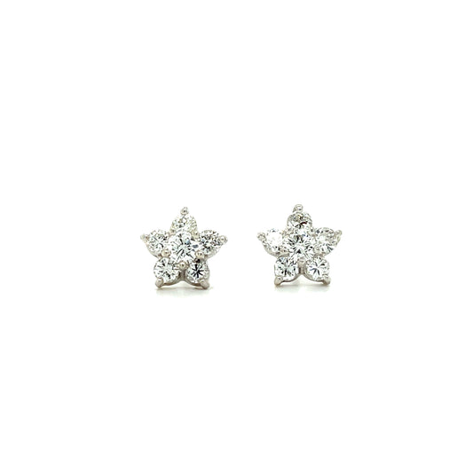1.36ct Diamond 14KW Star Stud Earrings