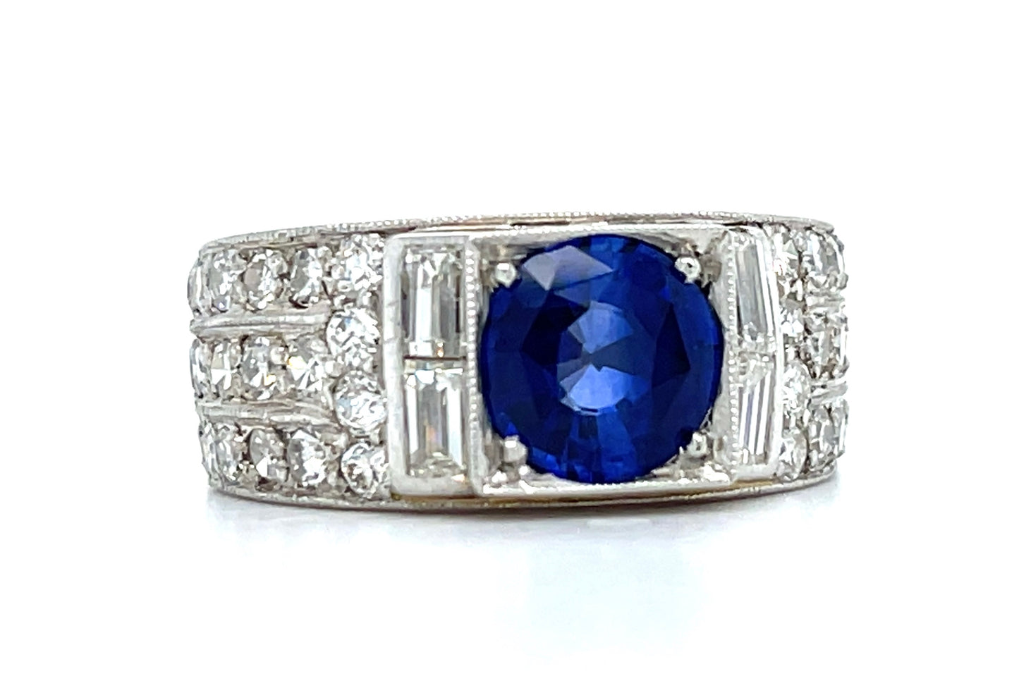 2.01ct Sapphire Diamond Art Deco Ring