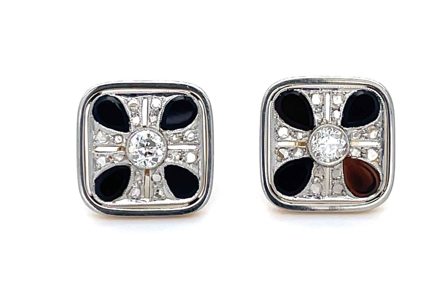 Onyx and Diamond Art Deco Earrings