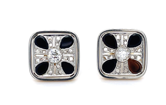 Onyx and Diamond Art Deco Earrings