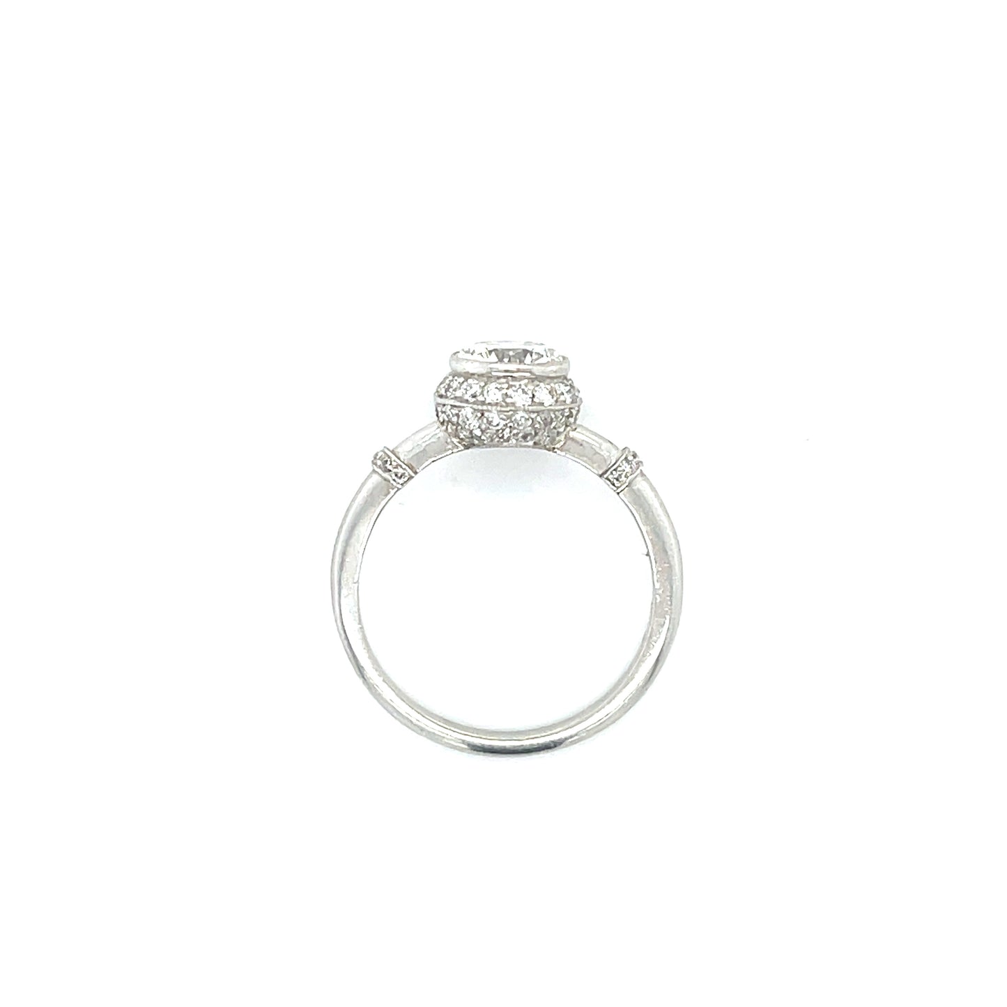 1.04ct Center Diamond .58ct Side Diamond Platinum Ring 7 Size 4.2gr