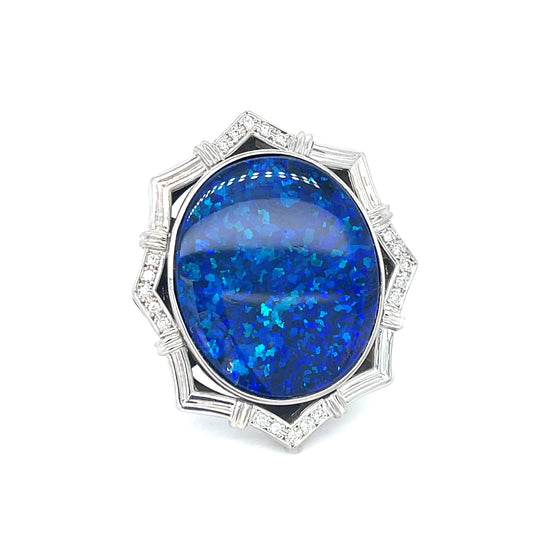 21ct Black Australian Opal .40ct Diamond Platinum Ring Size 7.50 | 23.5gr