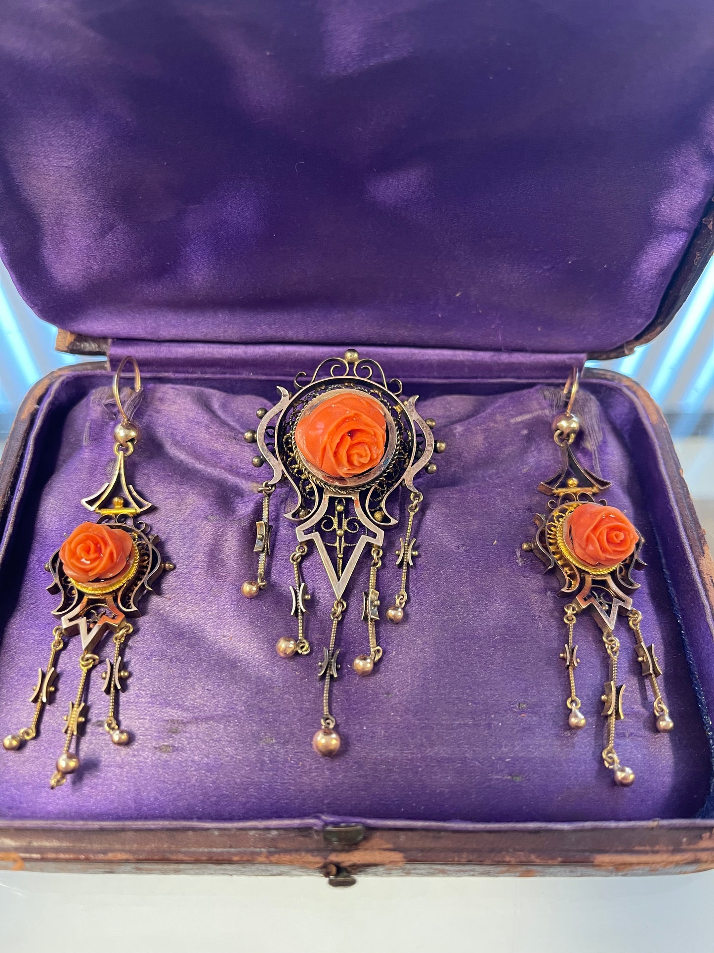 14KY Victorian Coral Set