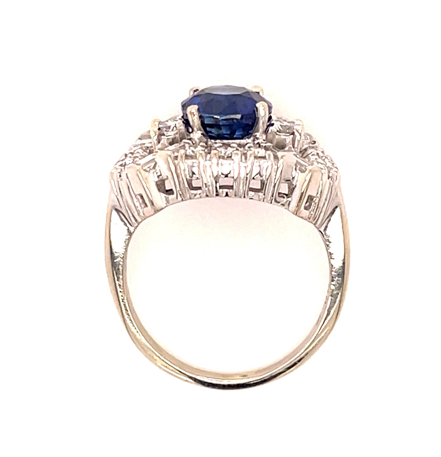 2.27ct Sapphire 1ct Diamond 18KW Estate (Circa 1960s) Ring