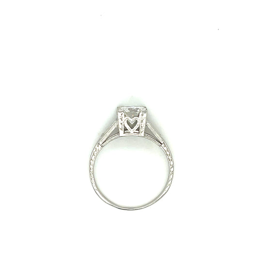 Art Deco .99ct GIA I SI2 Old European Cut Diamond .28ct SD Platinum Vintage Ring (Circa 1930s)