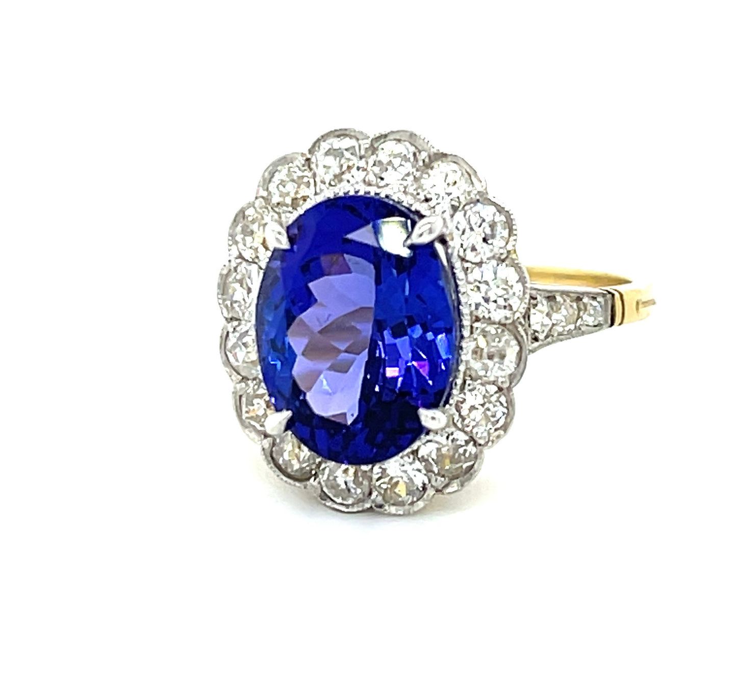 4.52ct Tanzanite 1.40ct Diamond Platinum over 18KY Gold Ring