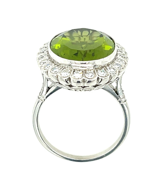 9.50ct Peridot .90ct Diamond Platinum Ring 6.50 Size
