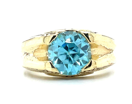 4.50ct Zircon 14K Green Gold Art Deco Men's Ring