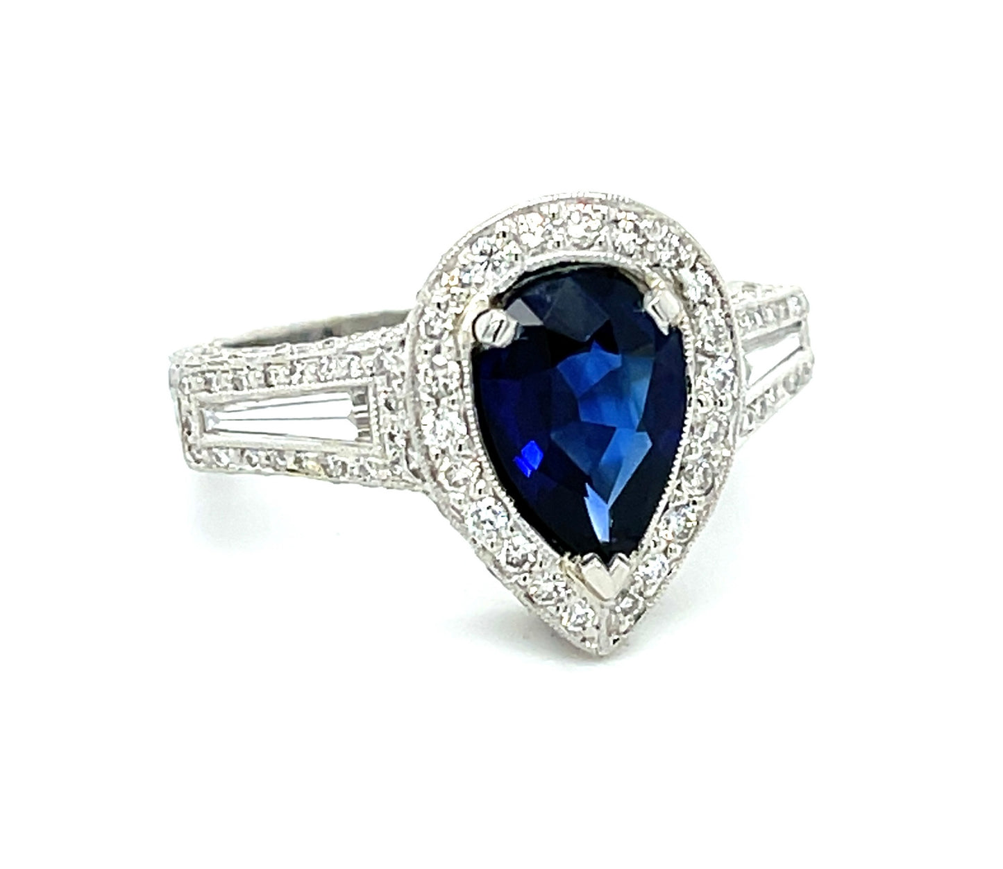 2.64ct Sapphire .78ct Diamond Platinum Ring