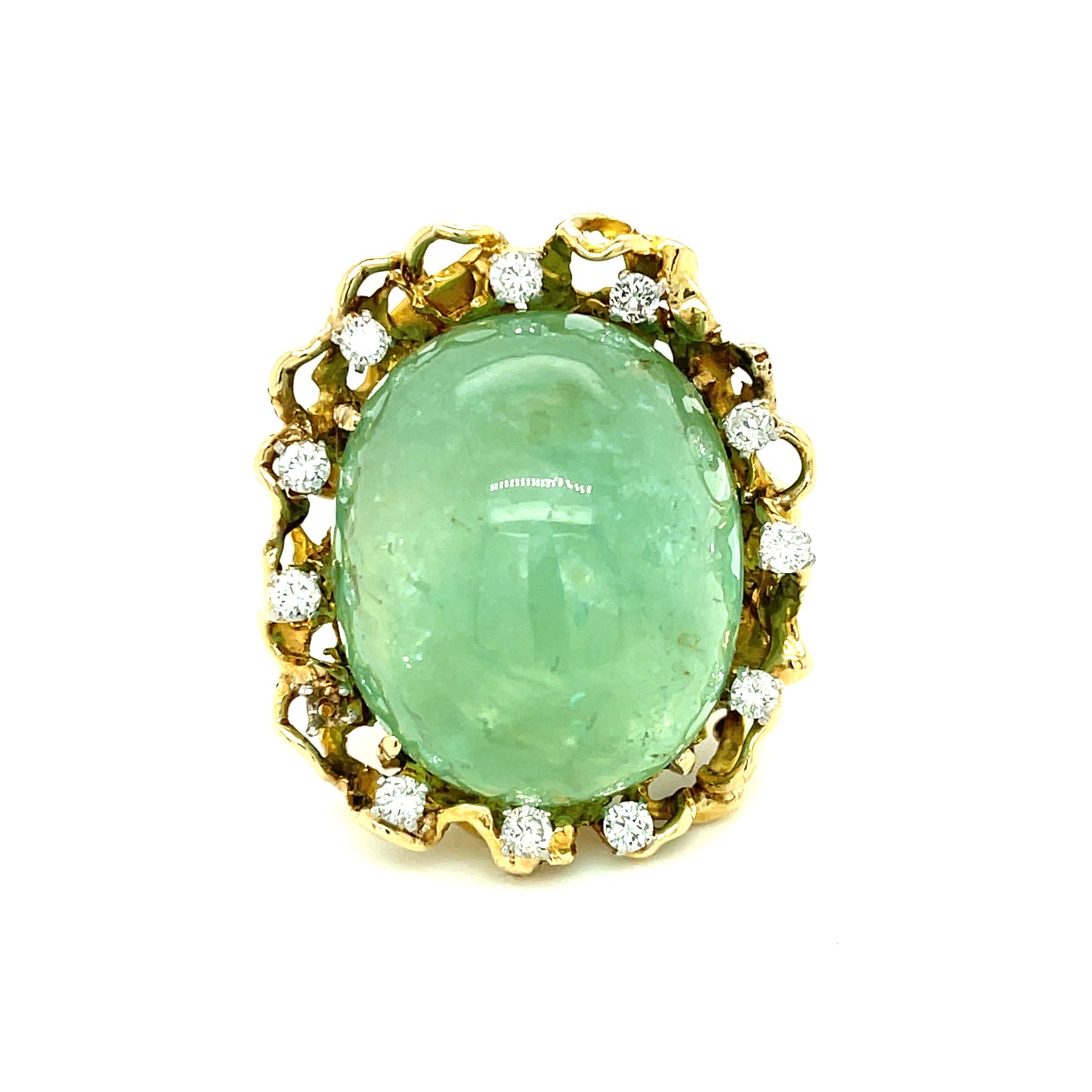 85.19ct Emerald .70ct Diamond Vintage Ring (Circa 1960s) Size 6.50