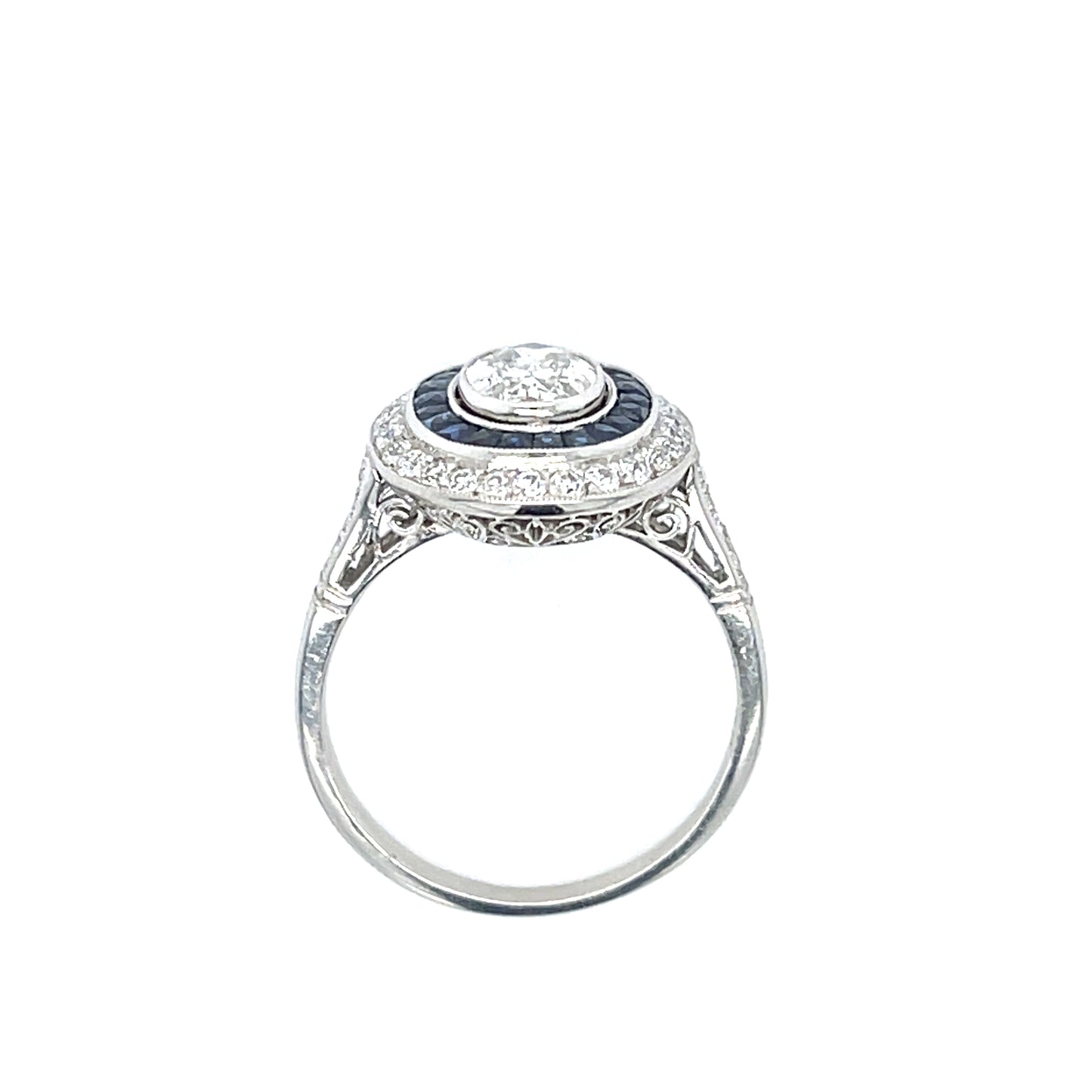 .90ct Oval Diamond & Sapphire Ring