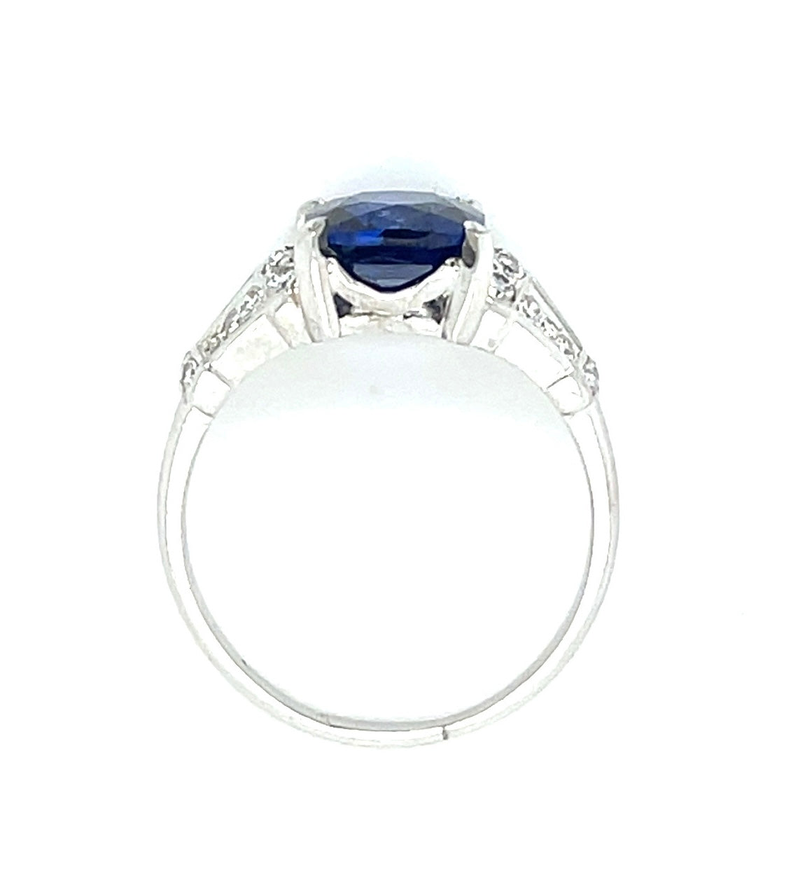 Art Deco 2.03ct Sapphire .60ct Diamonds Platinum Vintage Ring (Circa 1930s)