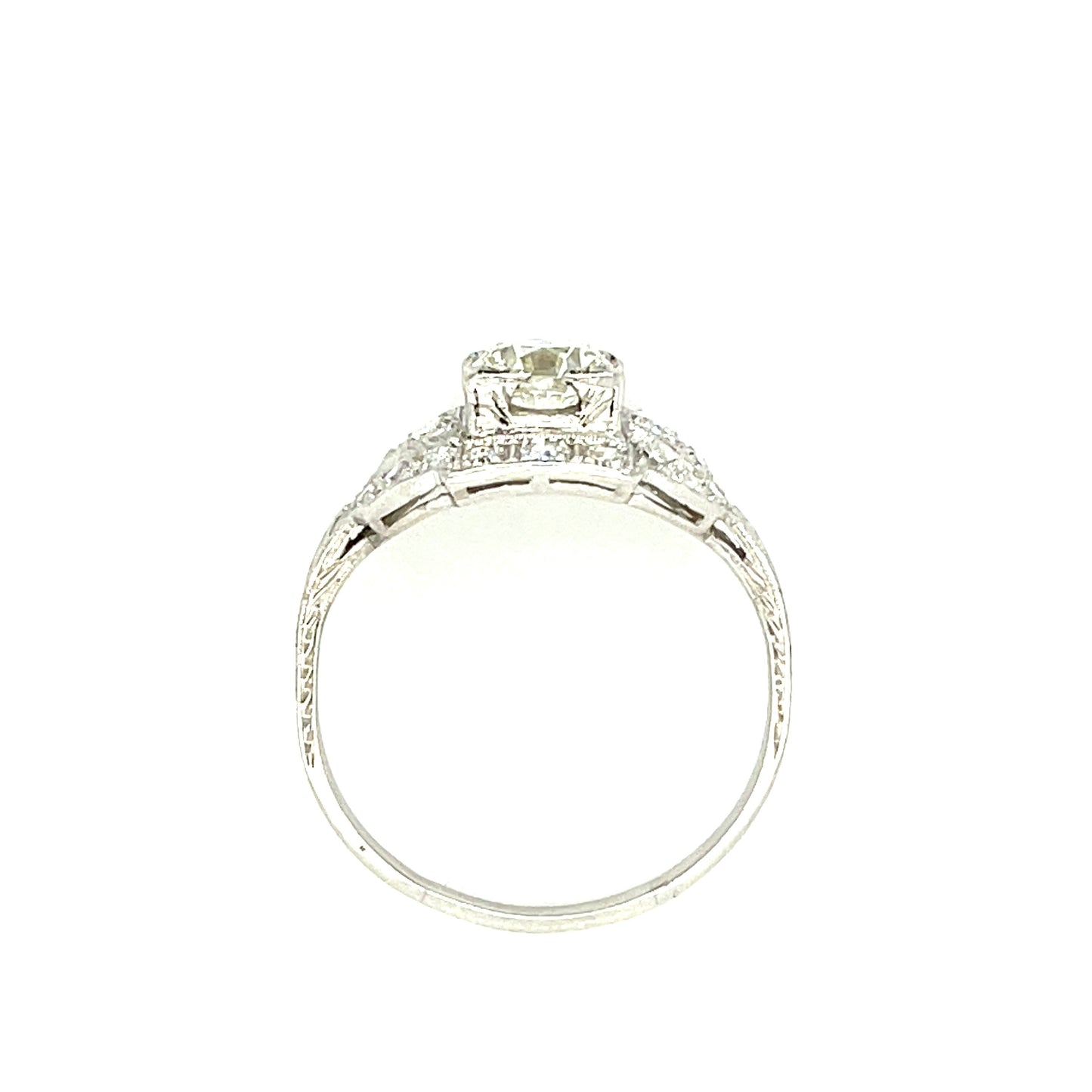 Art Deco .92ct Old European Cut Diamond .55ct SD Platinum Vintage Ring (Circa 1930s)