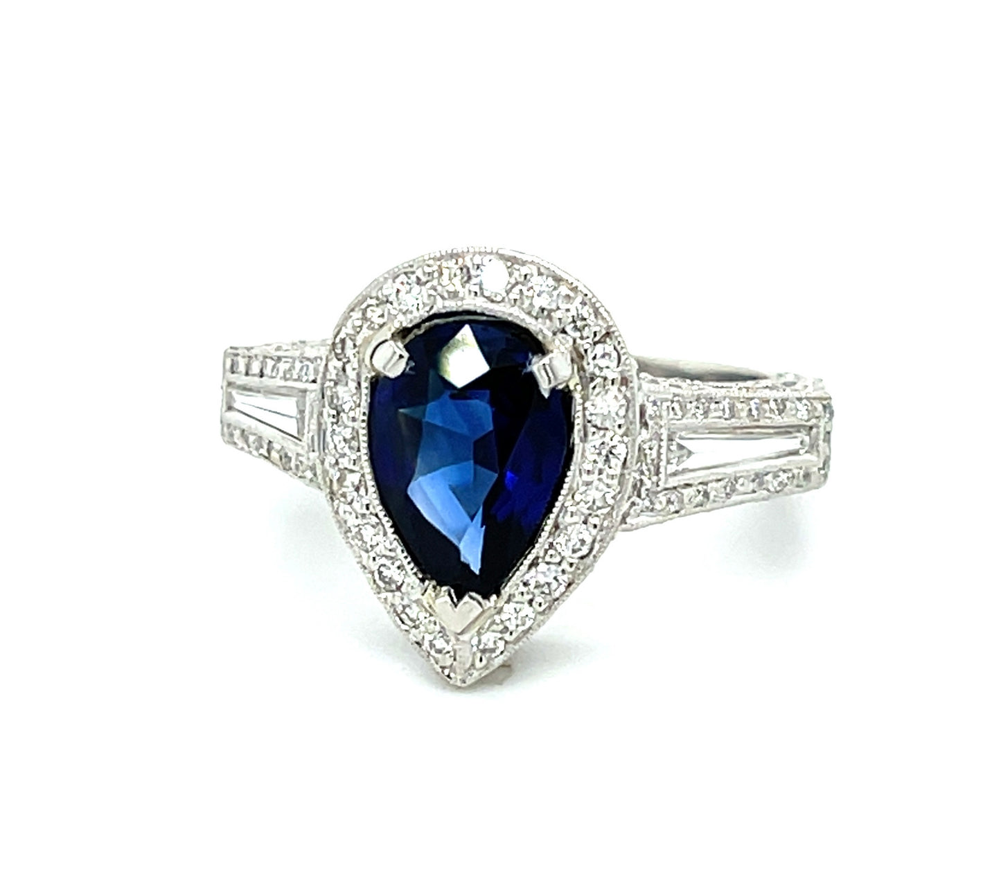 2.64ct Sapphire .78ct Diamond Platinum Ring