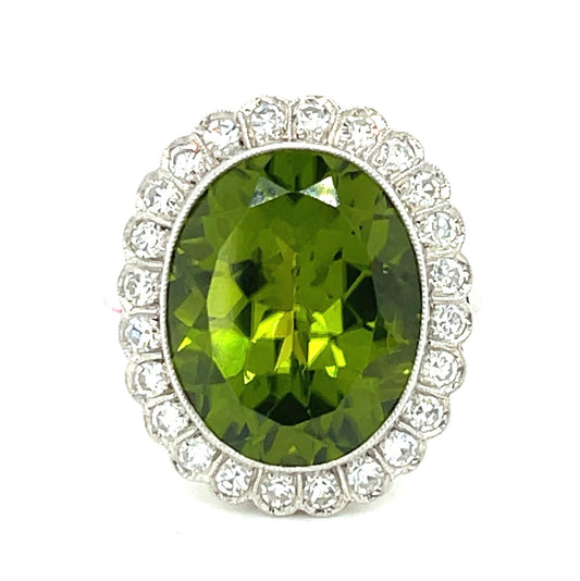 9.50ct Peridot .90ct Diamond Platinum Ring 6.50 Size