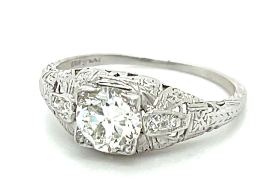 .82ct GIA J VS1 Diamond .08ct Side Diamonds Platinum Art Deco Antique Ring (Circa 1920s) 6 Size