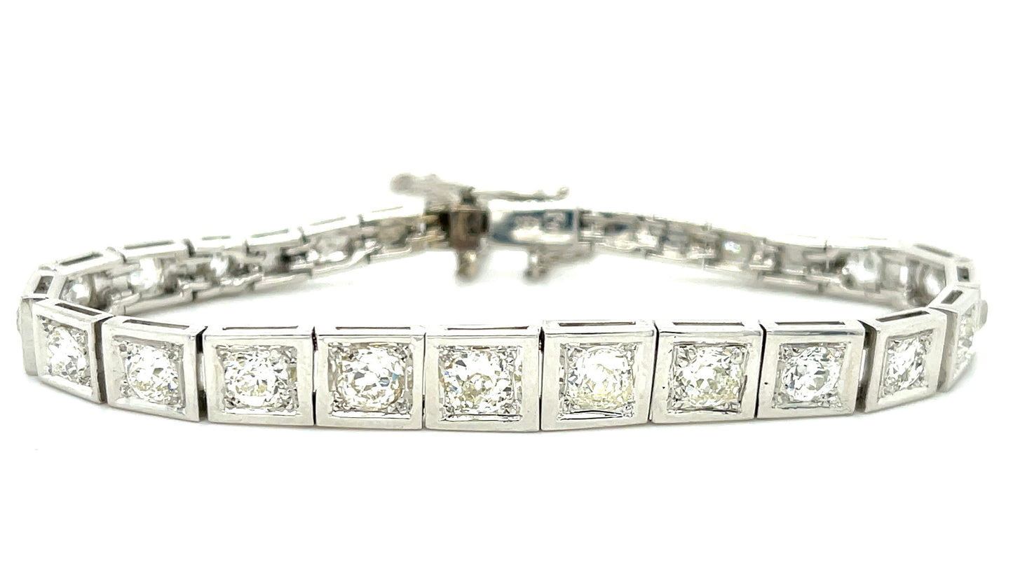 4.50ct Old Mine Cut Diamonds 14KW Bracelet (Circa 1950s)