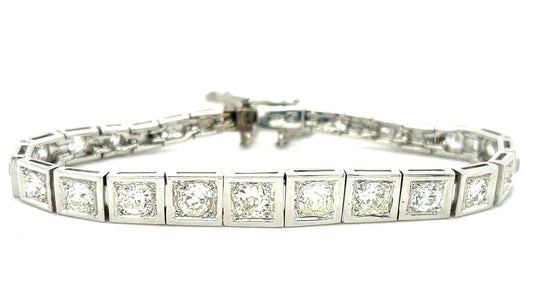 4.50ct Old Mine Cut Diamonds 14KW Bracelet (Circa 1950s)