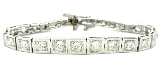 4.50ct Old Mine Cut Diamonds 14KW Bracelet (Circa 1950s)