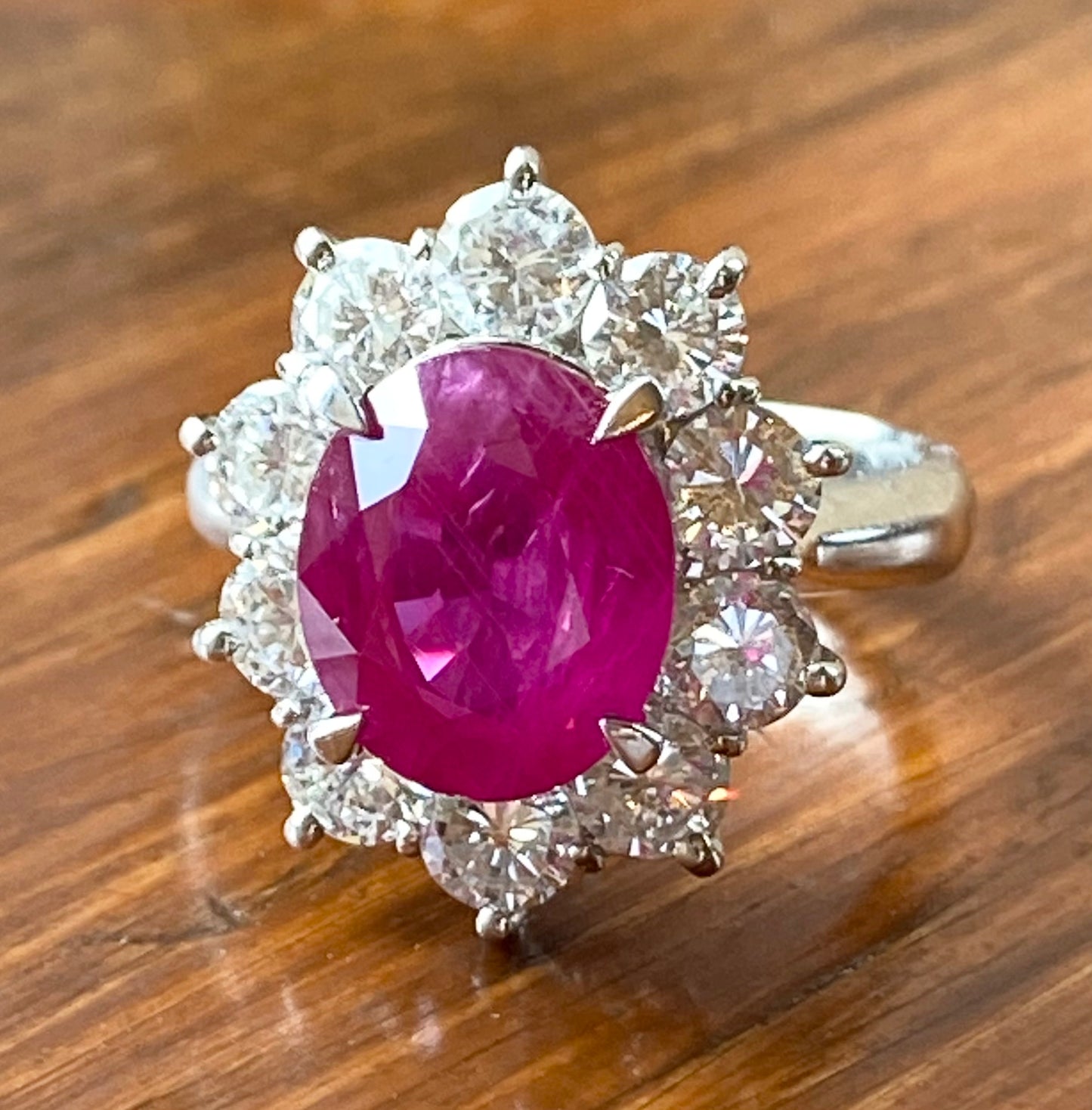 4.03ct GIA Vietnam Minor Heat Red Ruby 2ct Diamond Ring