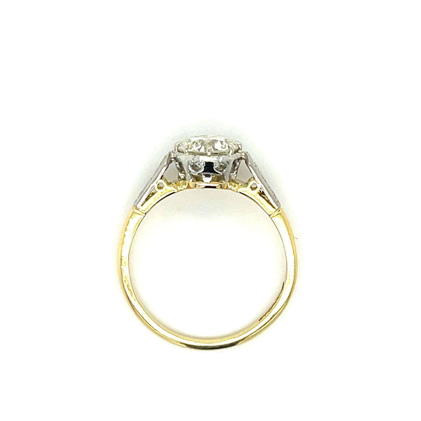 1.20ct GIA L-VS2 European cut Diamond .18ct Side Diamonds English Platinum+18KY Vintage Ring