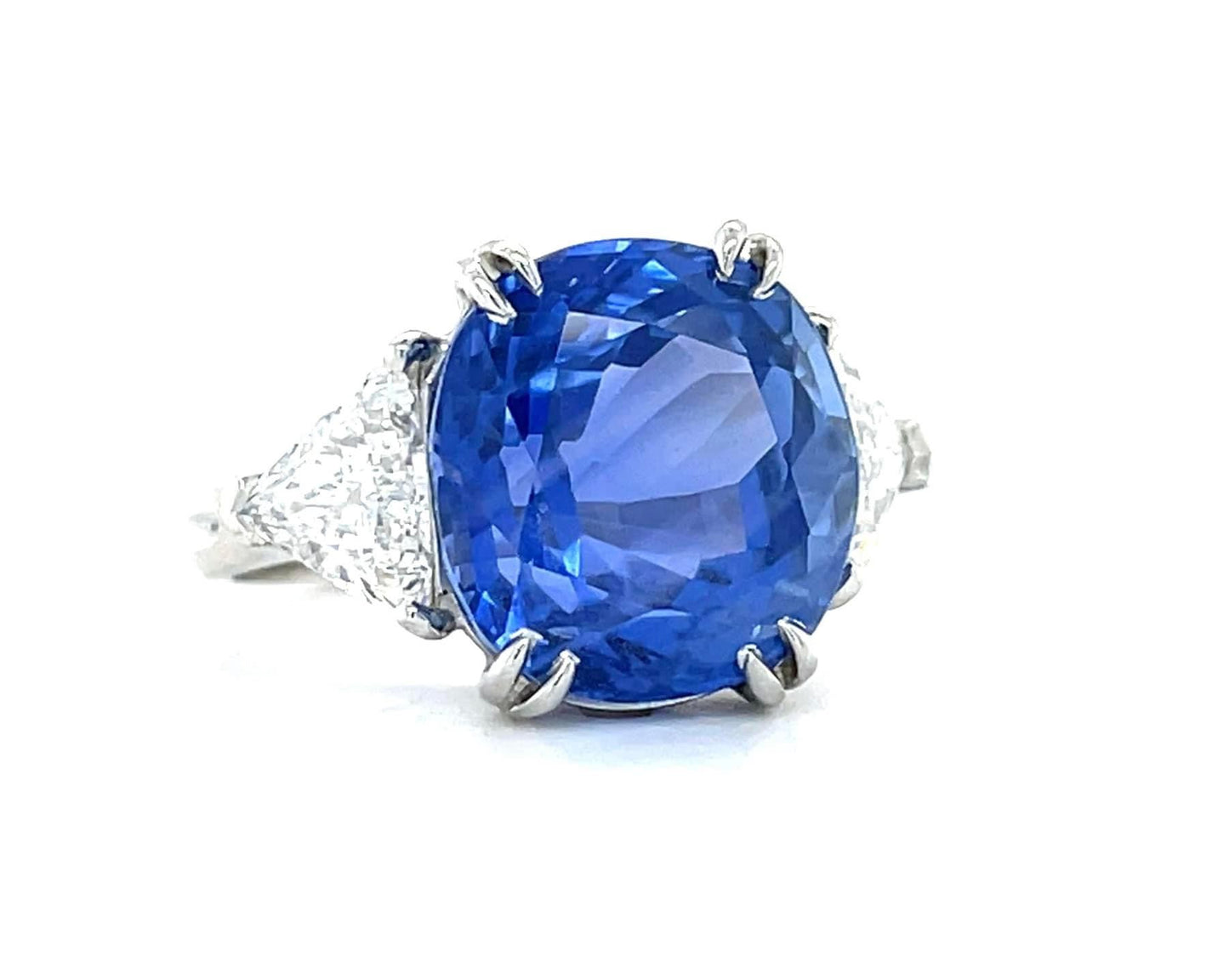 11.23ct GIA No Heat Ceylon Sapphire 1.50ct Diamond Platinum Size 6.50 | 9.20gr