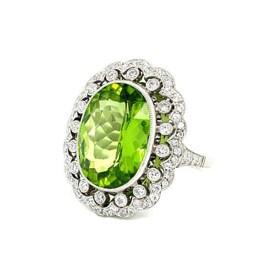 9.06ct Peridot & Diamond Ring