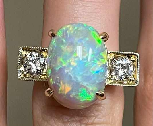 7.50ct Australian Opal Three Stone Ring