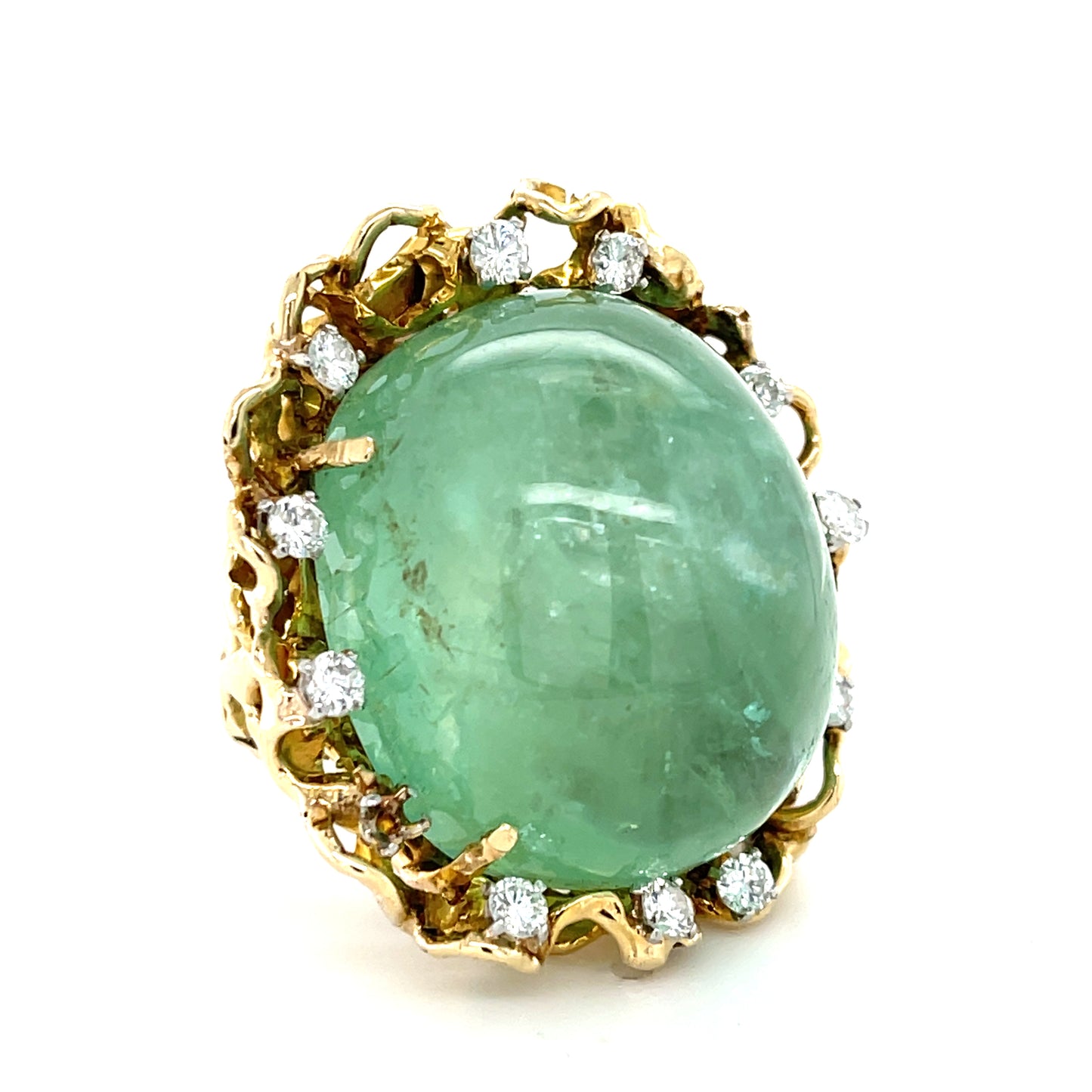 85.19ct Emerald .70ct Diamond Vintage Ring (Circa 1960s) Size 6.50