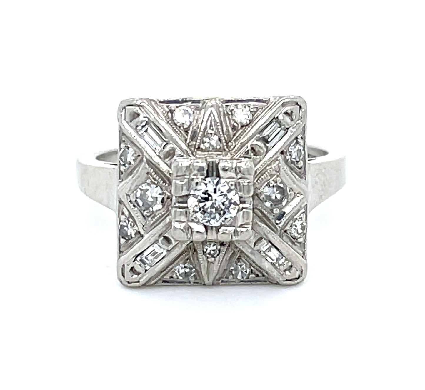 .50ct Diamond Platinum Vintage Art Deco Ring (Circa 1930s) 8 grams | Size 7